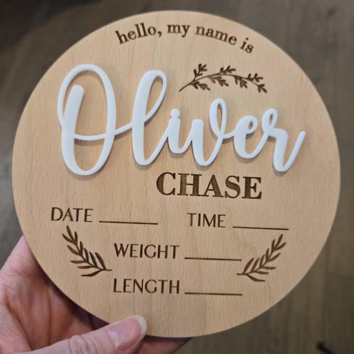 Eve Party - 1Pc Custom Baby Announcement Sign Wooden