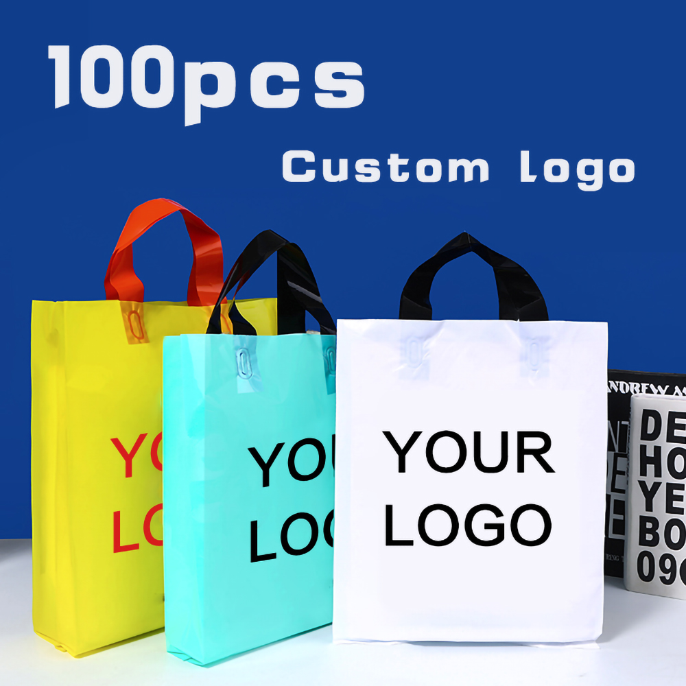 Event Party Shop - 100pcs Custom Logo Colorful Shopping Bags