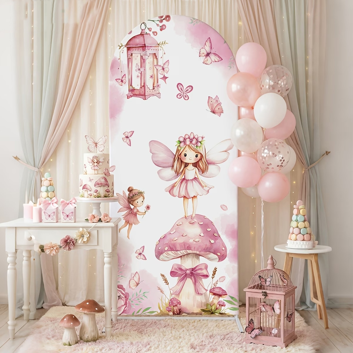 Fairy And Mushroom Background  - Dessert Table Backdrop review and price