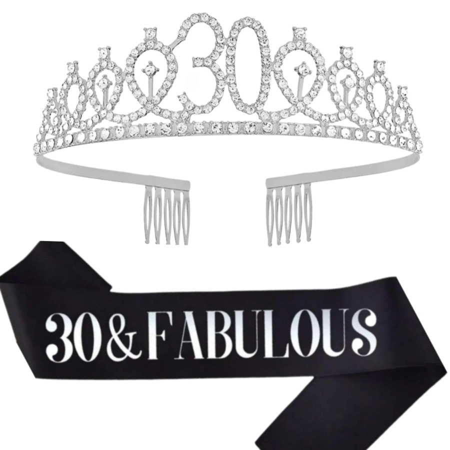 Glitter Silvery Birthday Tiara - Birthday Sash Glitter review and price