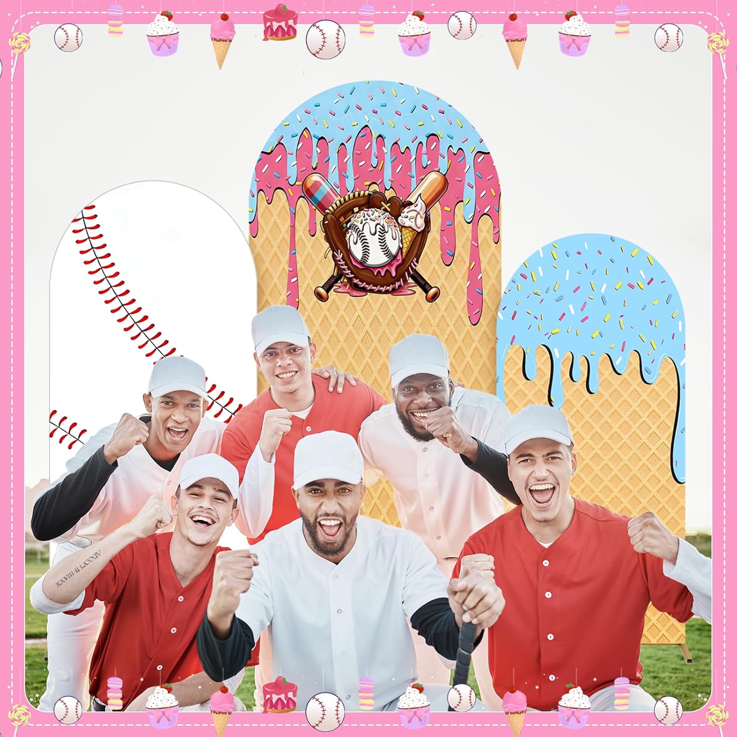 Baseball Ice Cream Drip Arch B - Dessert Table Backdrop review and price