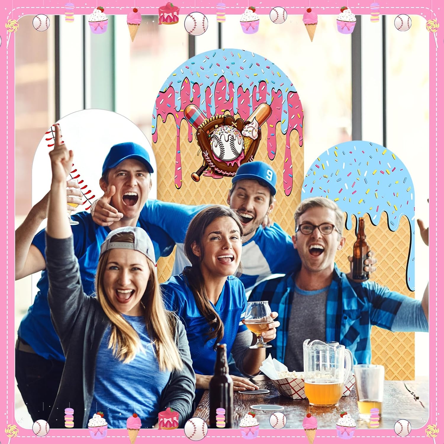 Baseball Ice Cream Drip Arch B - Dessert Table Backdrop review and price