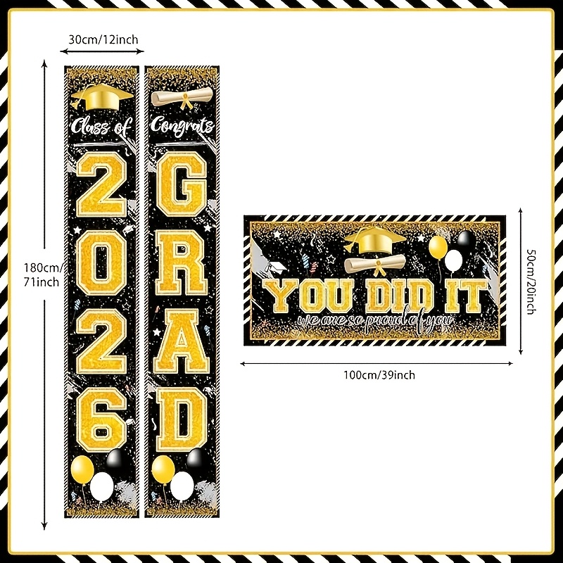 2D 3Pcs 2026 Graduation Banner - Party Banner Gold review and price