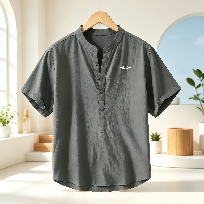 Men's cotton and linen Henley  - Event Support review and price