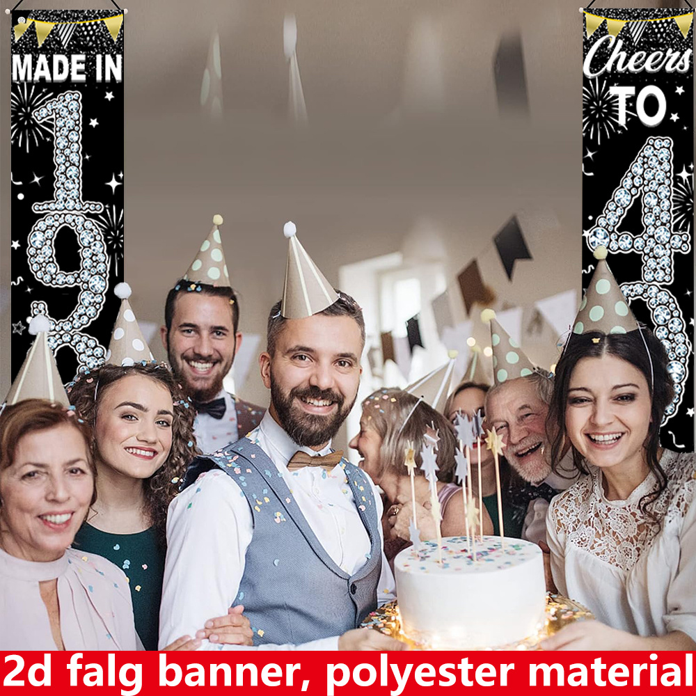 2Pcs 2D Flat 40th Birthday Ban - Party Banner Gold review and price