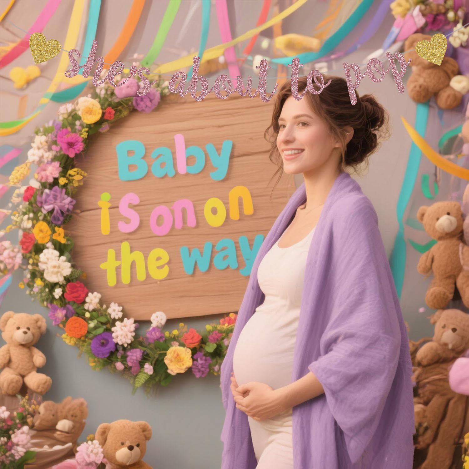 She's About to Pop Banner,Rose - Party Banner Gold review and price
