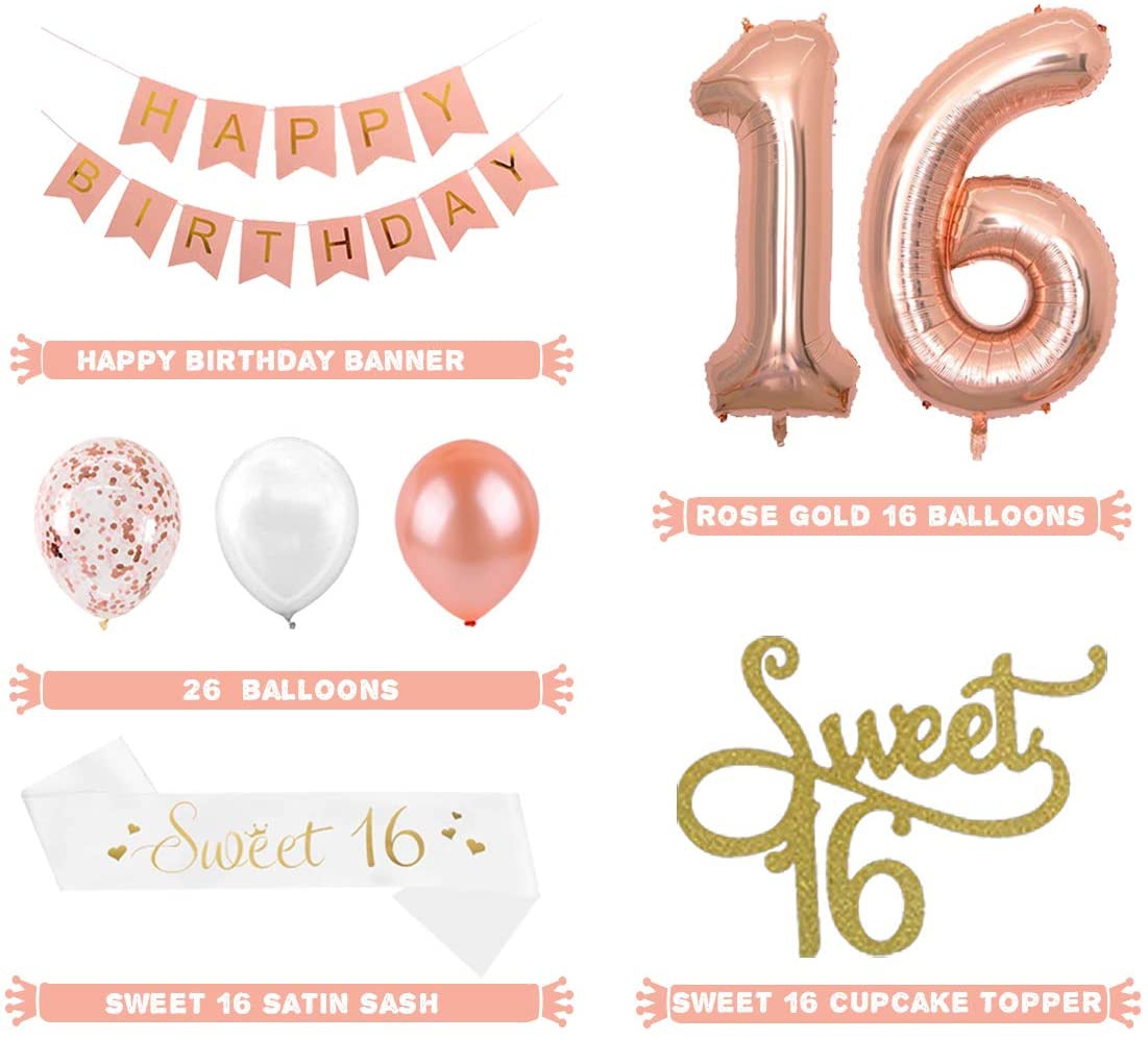 16th Birthday Decorations for  - Party Banner Gold review and price