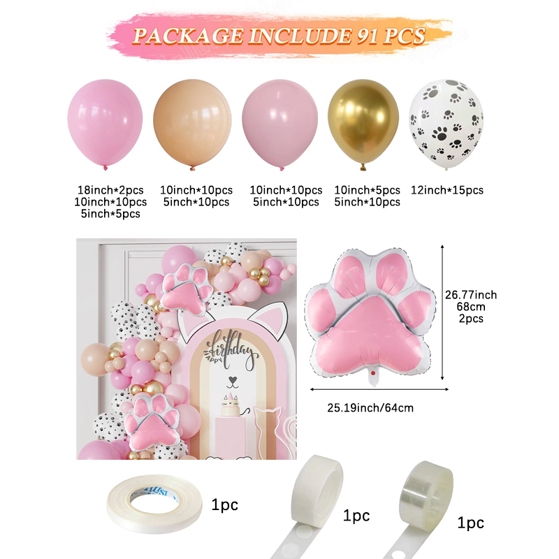 91Pcs New Meow Cat Theme Ballo - Balloon Arch Kit review and price
