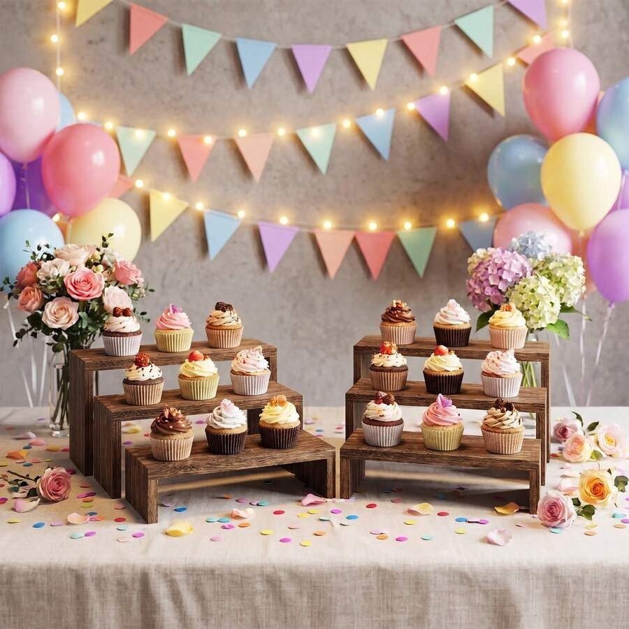 6pcs Display Wood Stand, Woode - Cupcake Stand Tier review and price