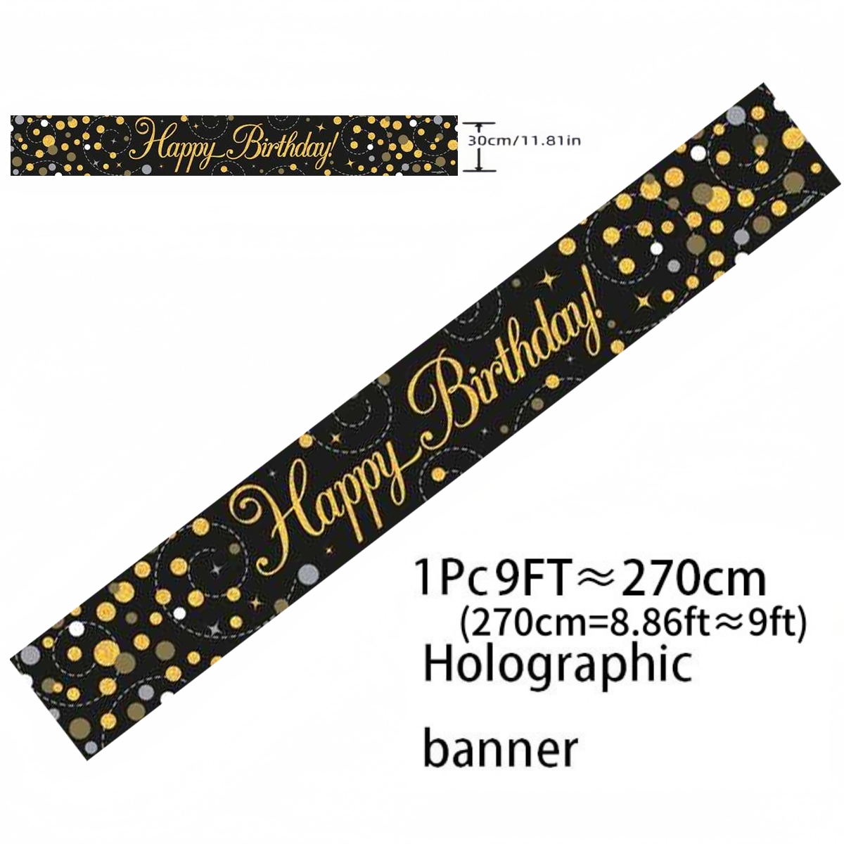 Black Gold Holographic Birthda - Party Banner Gold review and price