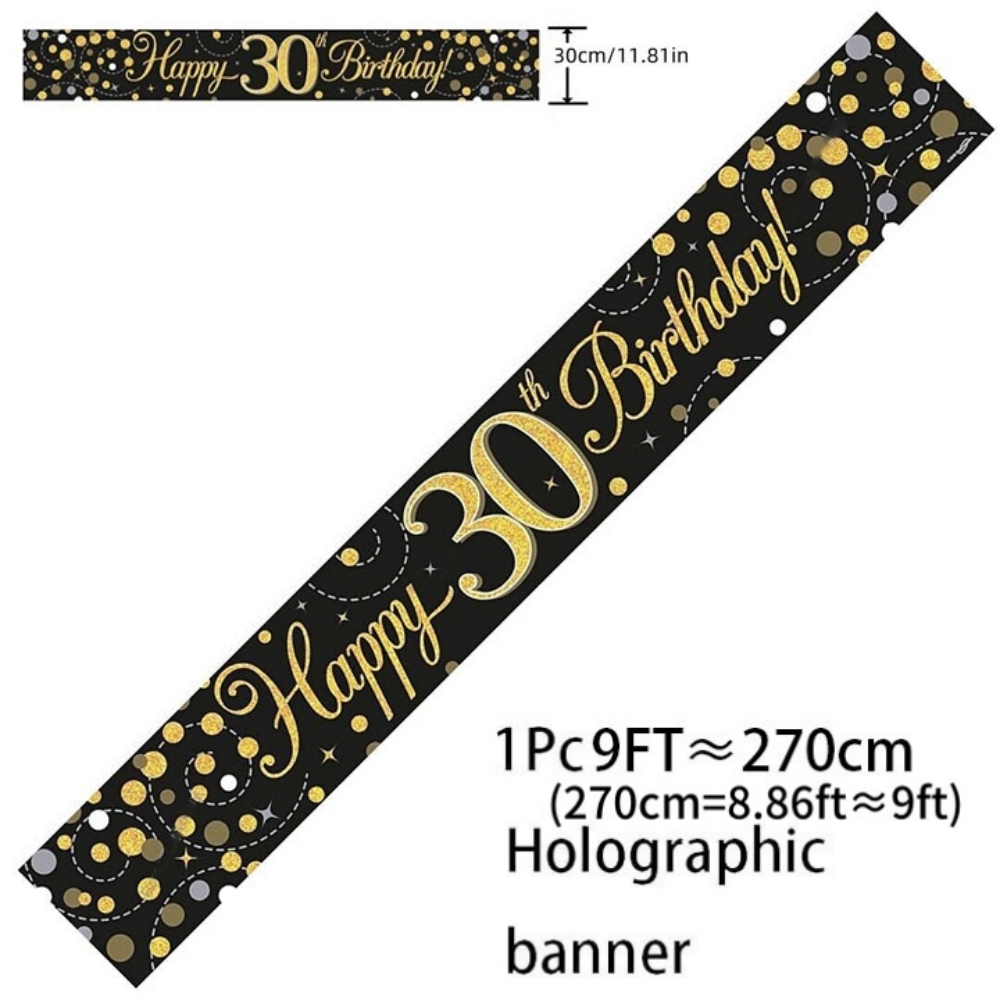 Black Gold Holographic Birthda - Party Banner Gold review and price