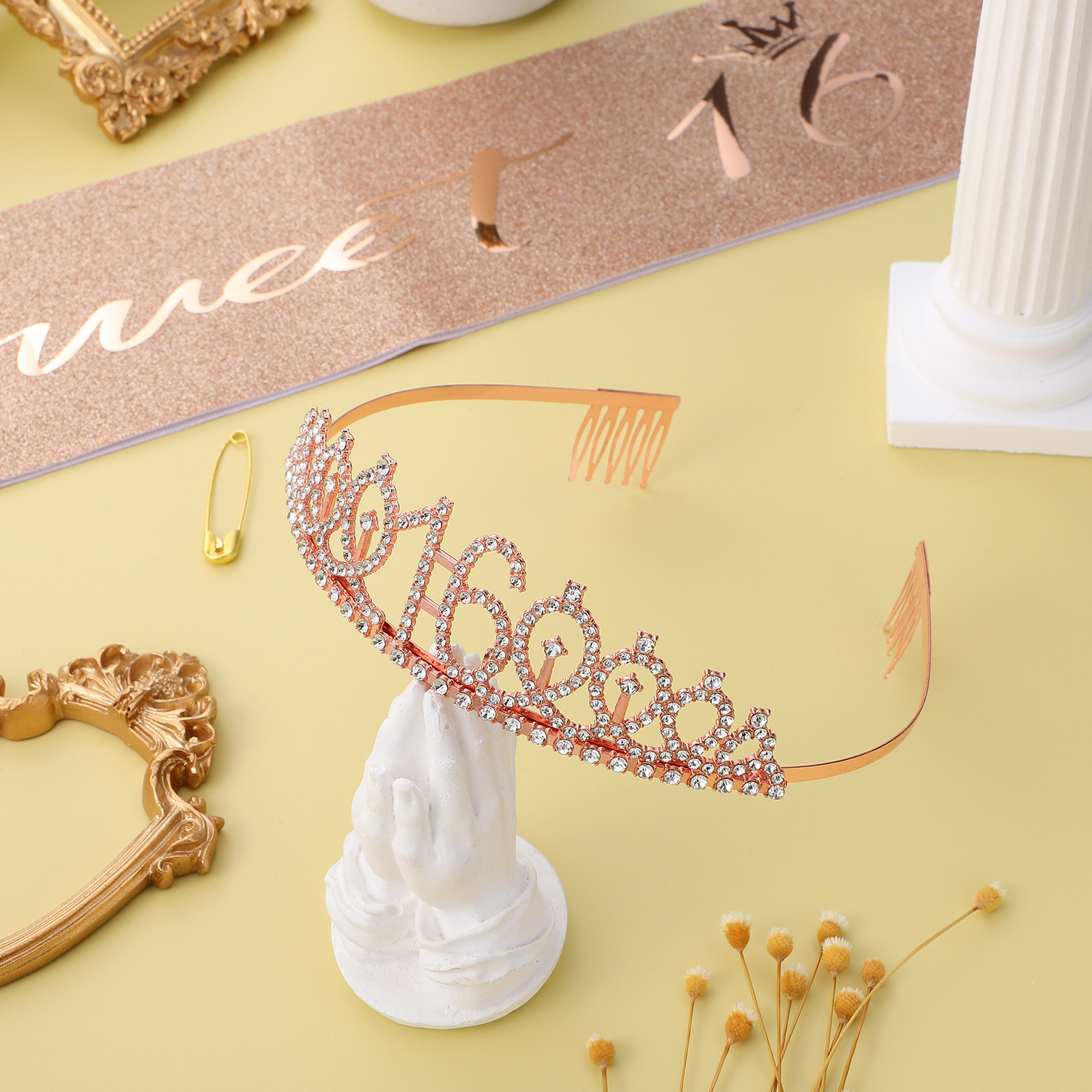 1Set Glittering Birthday Tiara - Birthday Sash Glitter review and price